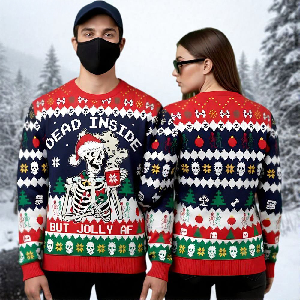 Skeleton Dead Inside Christmas Ugly Sweater Holiday Apparel Christmas Gifts For Him
