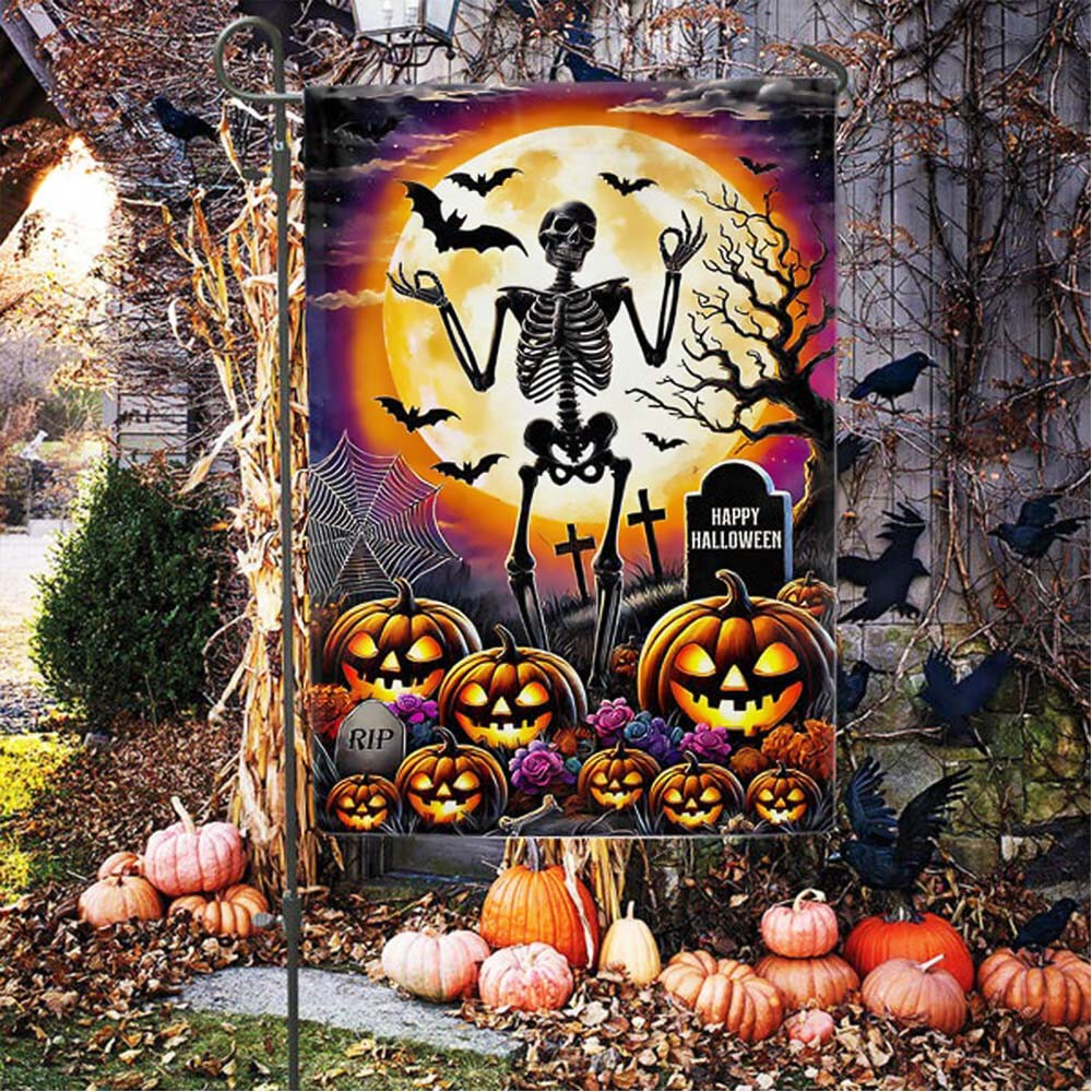 Skeleton Halloween Scary Pumpkins Flag Perfect Gift For Friend and Family on Halloween Day