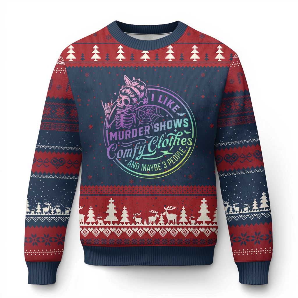 Skeleton I Like Murder Shows Comfy Clothes Ugly Christmas Sweater Gift Ideas For Boyfriend