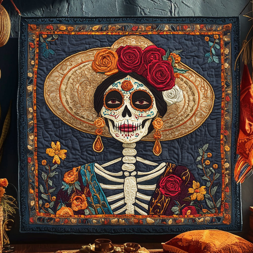 Skeleton Lady Radiance Quilted Blanket Throw Blankets For Couch Halloween Gift for Adults