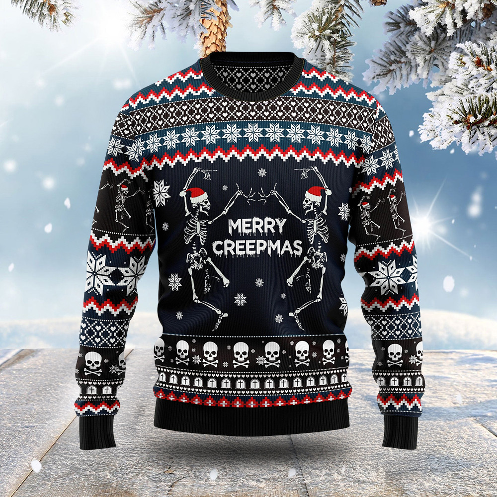 Skeleton Merry Christmas Ugly Sweater Skull Themed Christmas Apparel Xmas Gifts For Him