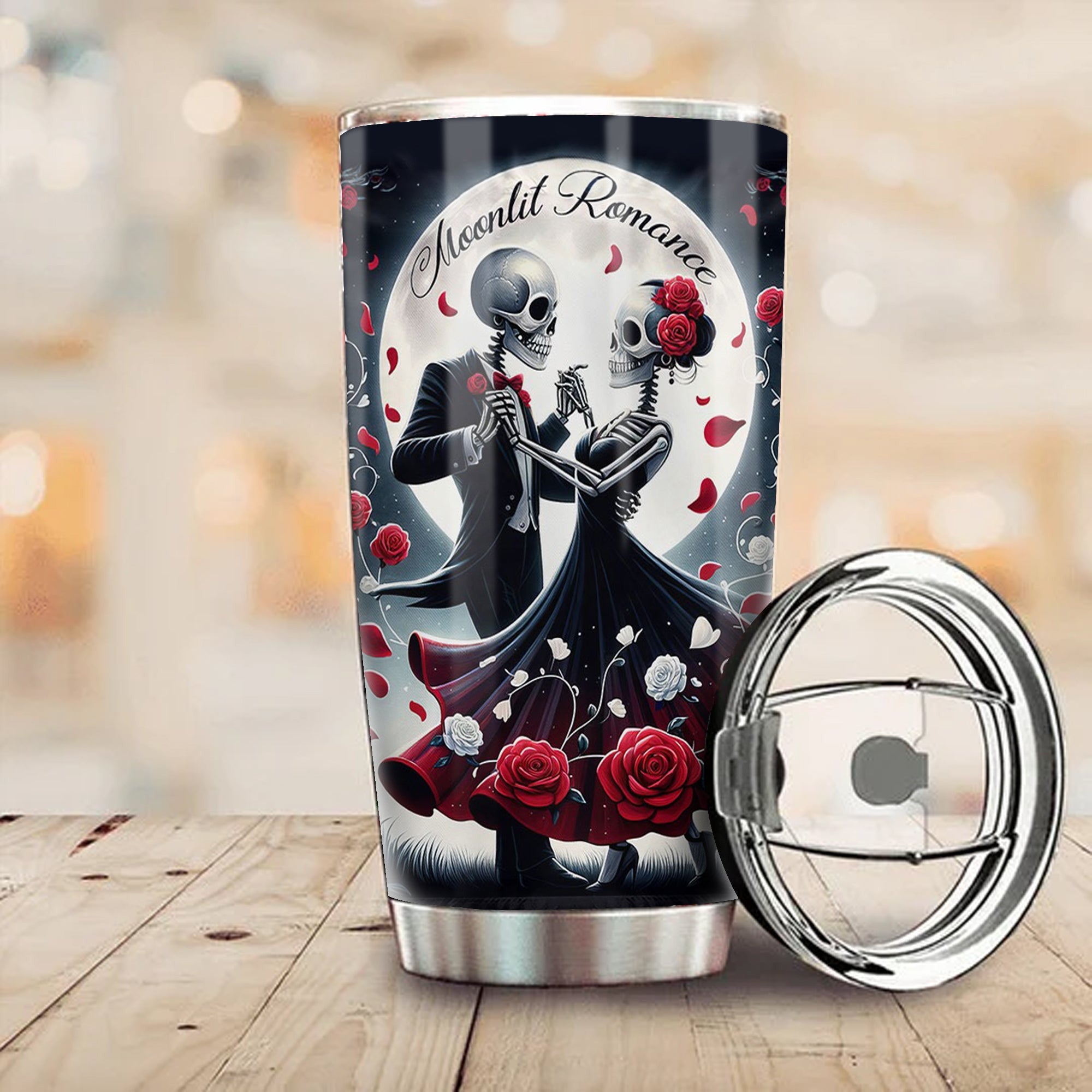 Skeleton Moonlit Romance Happy Valentine's Day Tumbler Valentines Gift For Husband Skeleton Moonlit Romance Happy Valentine's Day Tumbler Valentines Gift For Husband