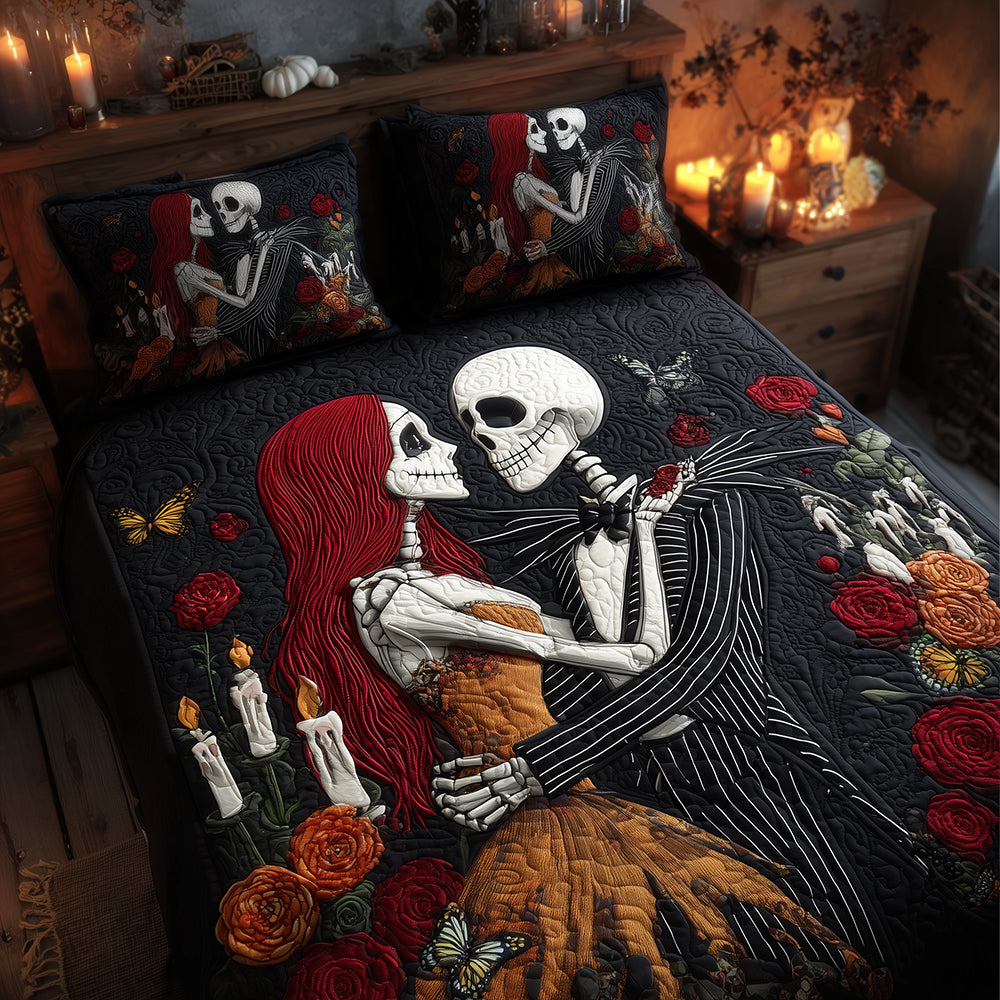 Skeleton Romance Quilted Bedding Set Halloween Bedding Sets Unique Ideas For Family
