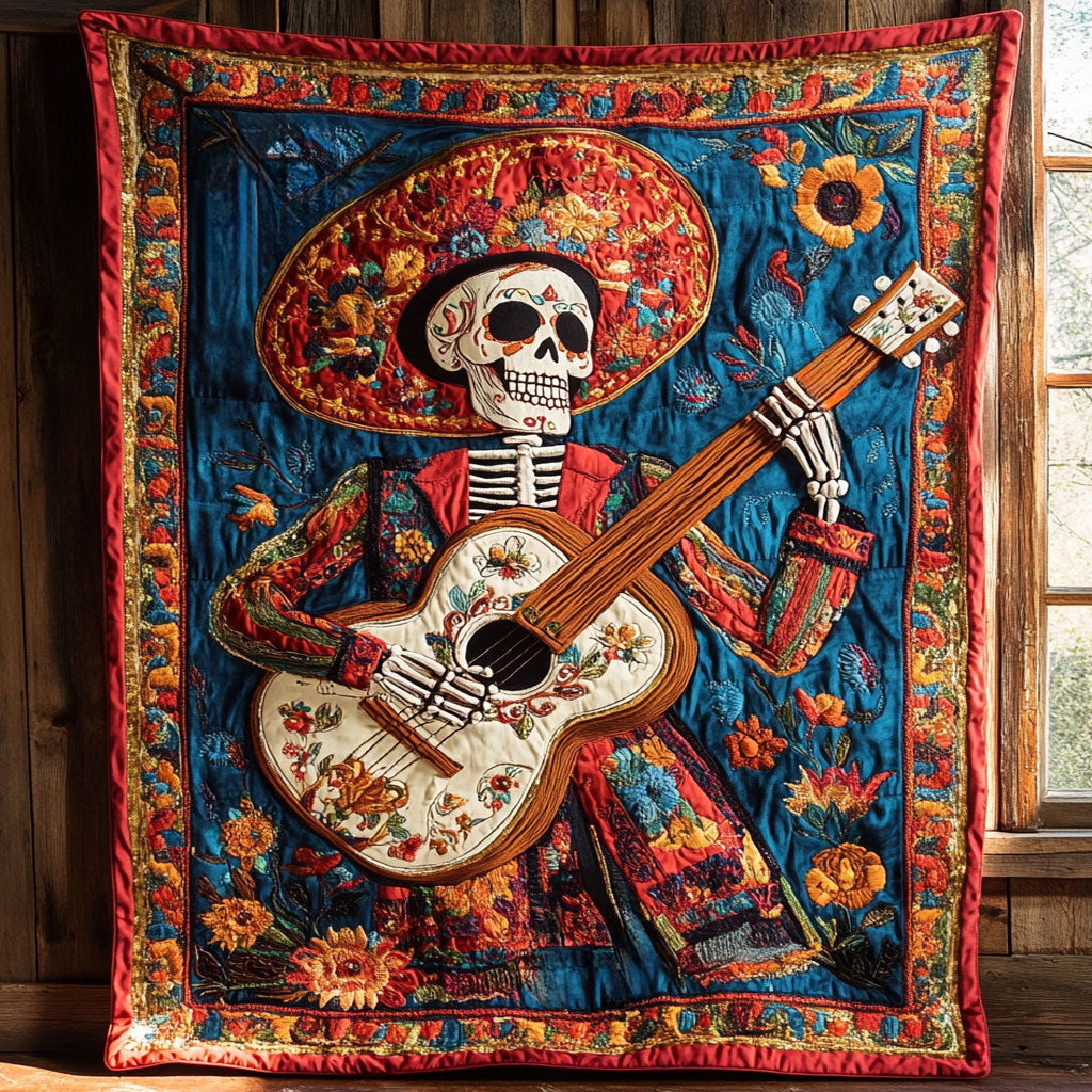 Skeleton Rose Glow Quilted Blanket Throw Blankets For Couch Halloween Themed Gift