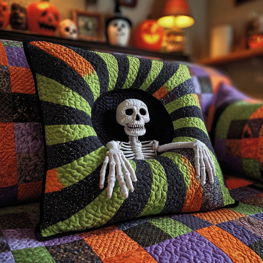 Skeleton Snare Quilted Pillow Case Nice Pillow Covers Gifts For Halloween Lovers