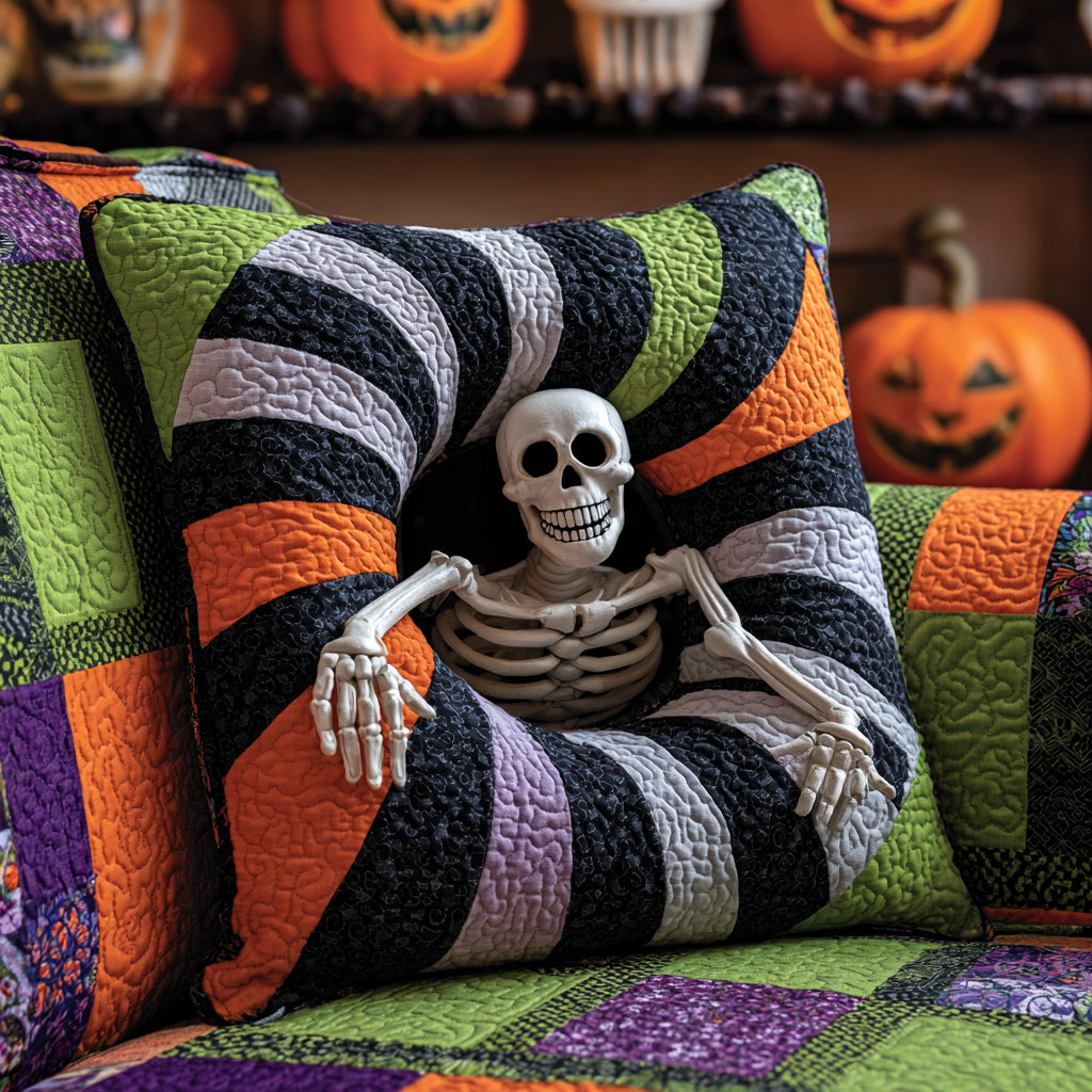 Skeleton Spiral Quilted Pillow Case Nice Pillow Covers Unique Halloween Gifts