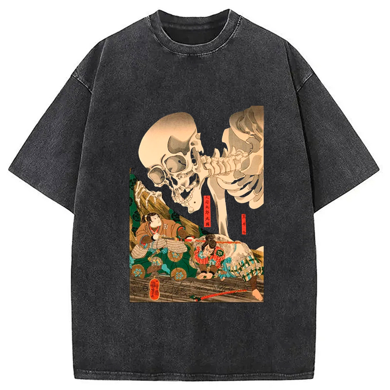 Skeleton Utagawa Kuniyoshi Washed T-Shirt Soft Comfortable Daily T Shirt Gifts For BFF