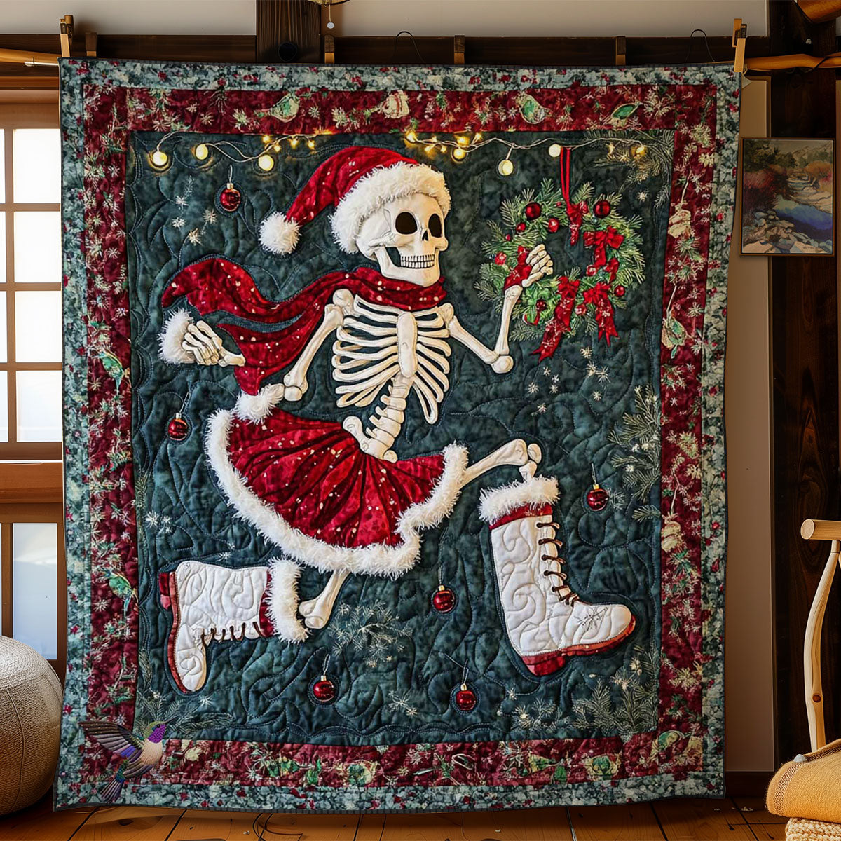 Skeletons Holiday Dance Quilt Beautiful Quilt Blanket Gift for Home Decoration