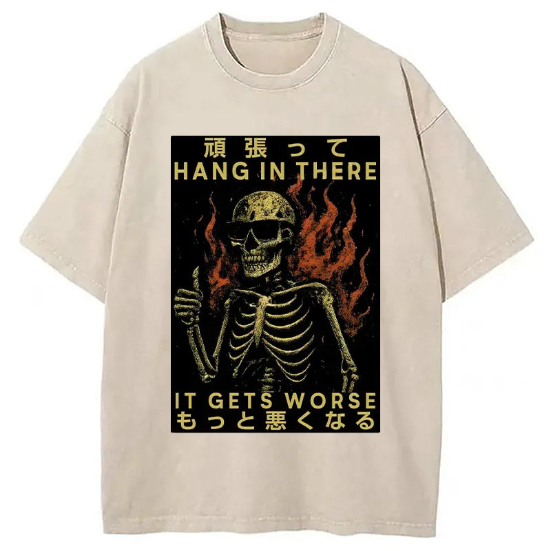 Skeletons Who Encourage Others Washed T-Shirt Classic Graphic Fashion Tee Gifts For Brother