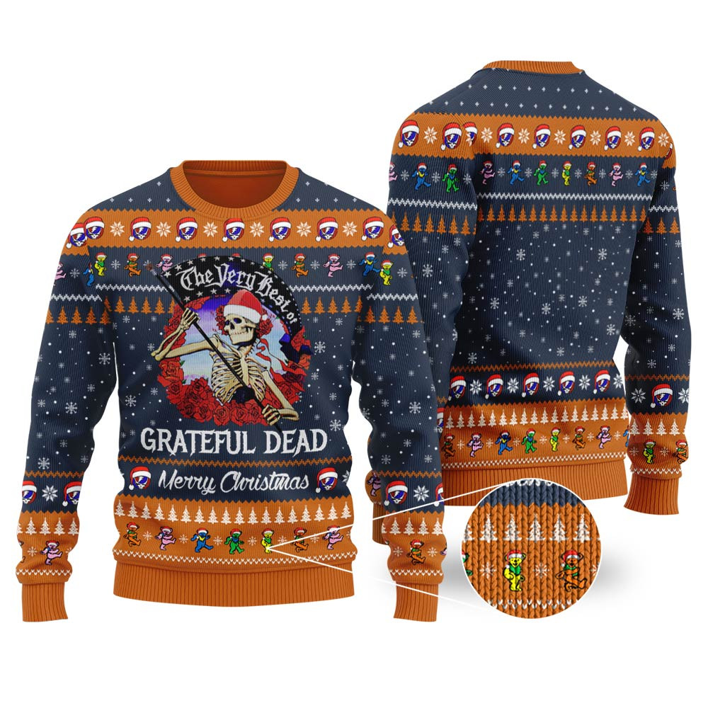 Skellington Grateful Dead Holiday Sweater Navy Lovely Christmas Sweater Gift for Mom or Grandma