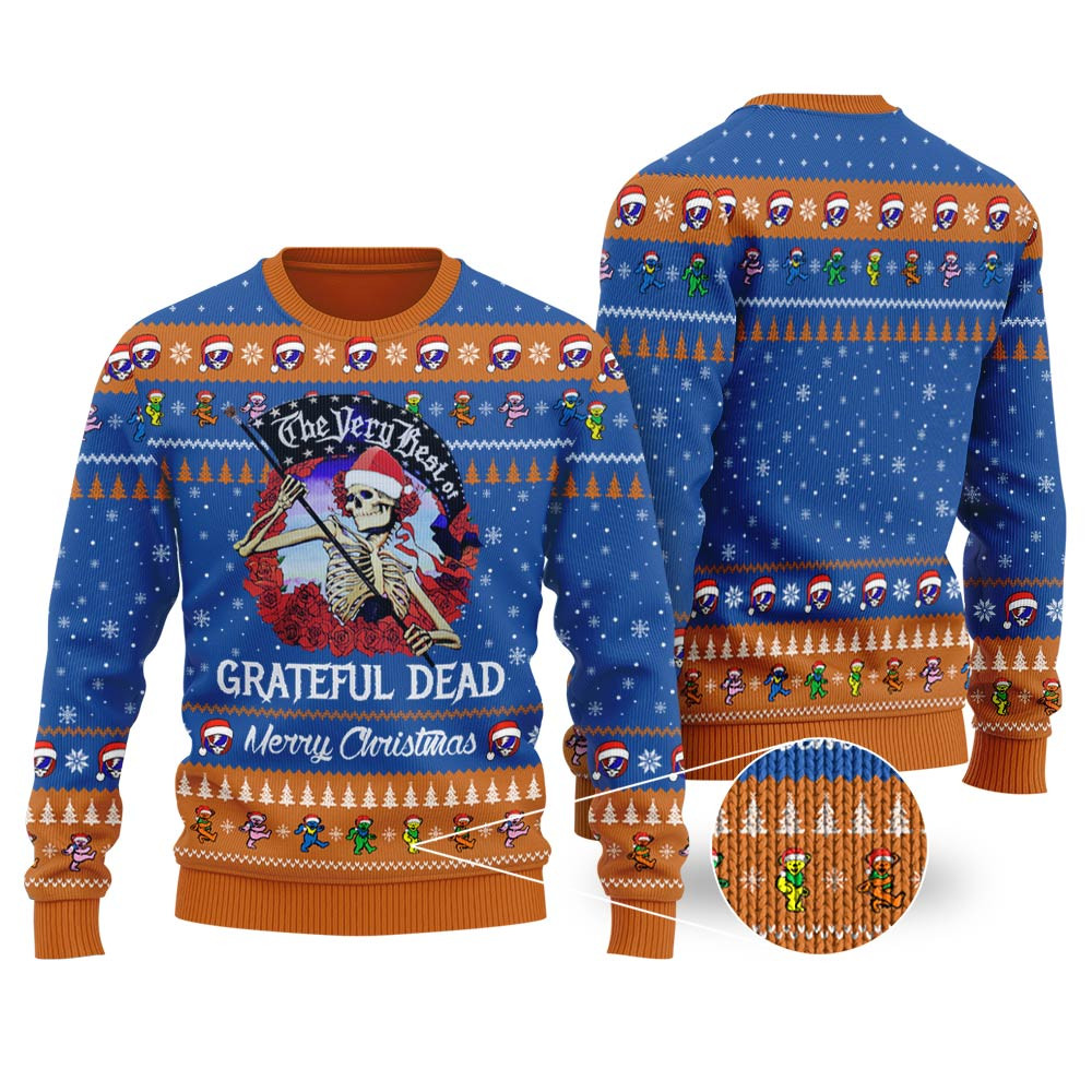 Skellington Grateful Dead Ugly Christmas Sweater Royal Lovely Merch Gift for Cozy Winter Nights