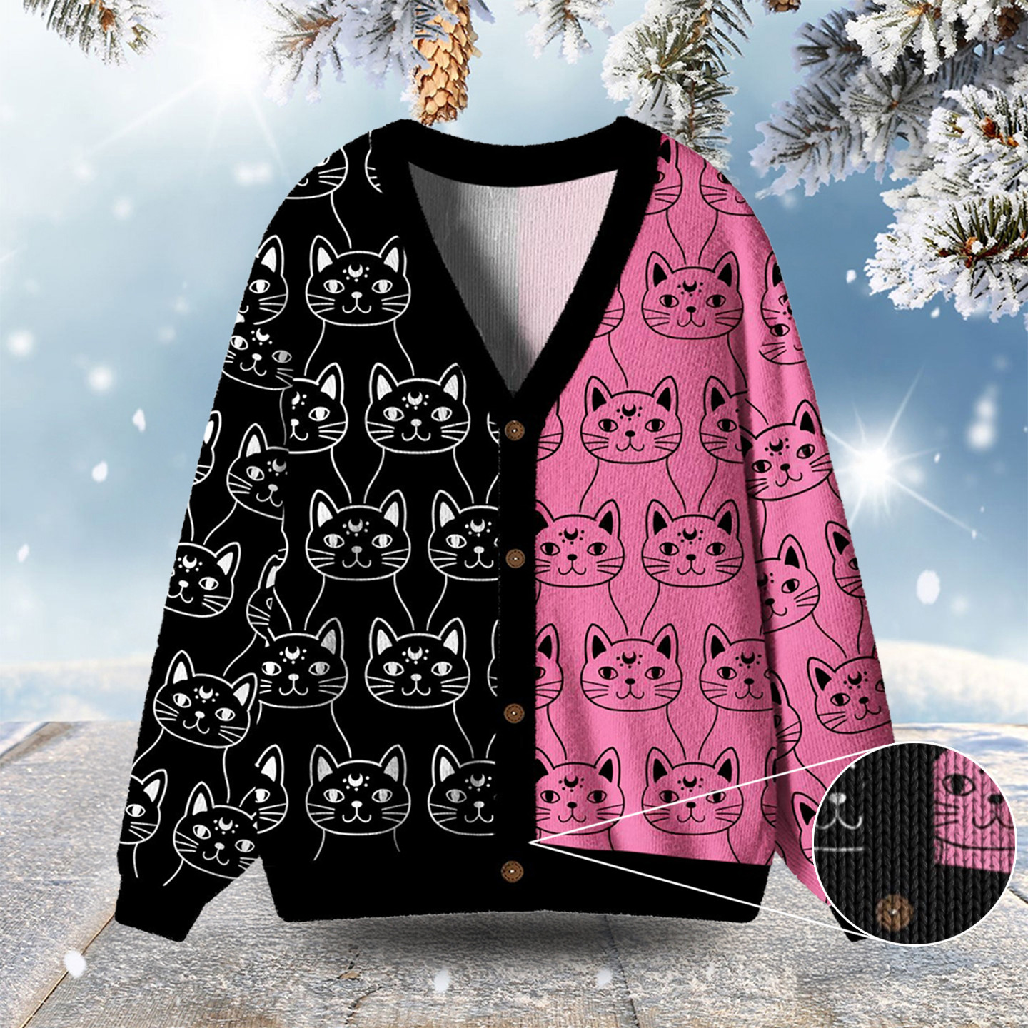 Sketchy Cat Ugly Cardigan Sweaters Casual Christmas Outfits Xmas Presents For Cat Lovers