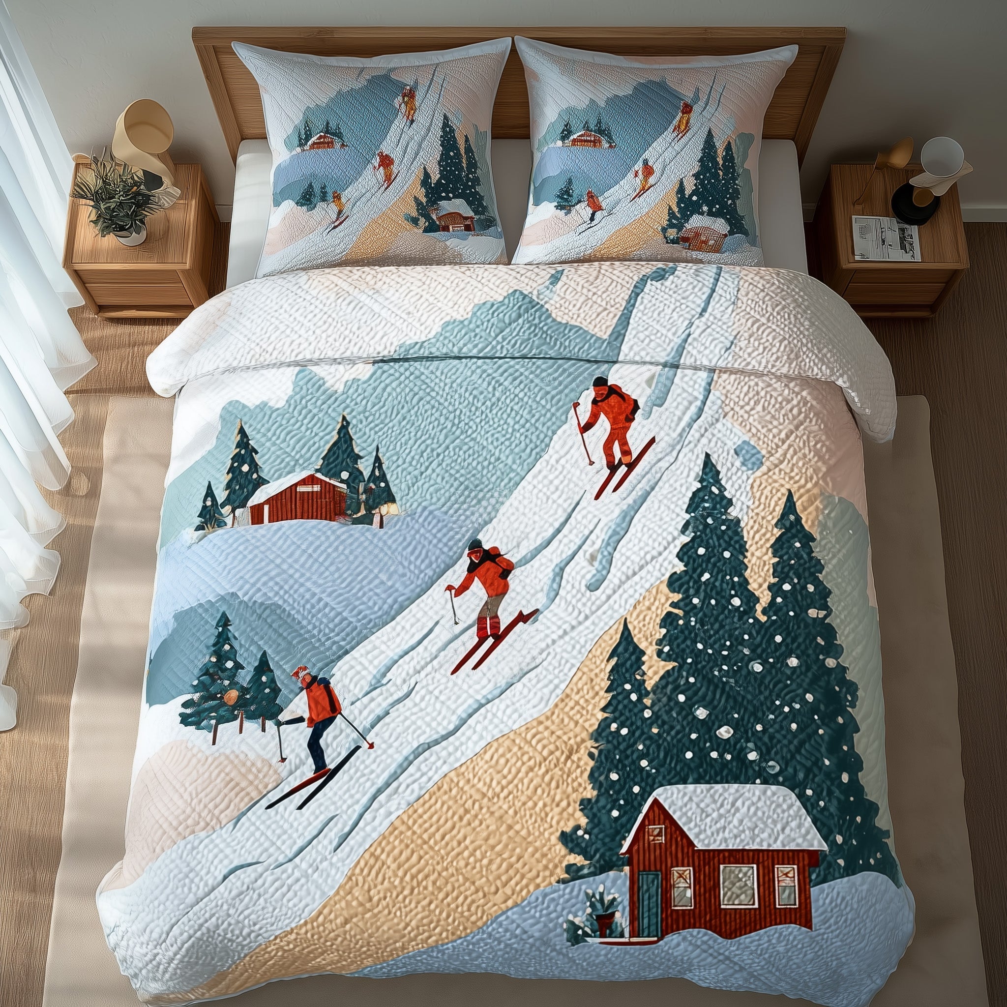 Ski Slope Quilted Bedding Set Bohemian Vibe