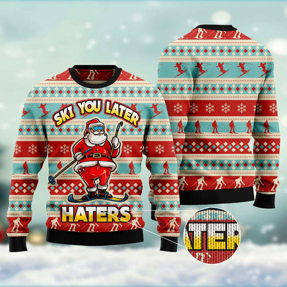 Ski You Later Ugly Christmas Sweater Funny Ugly Christmas Sweater Cool Christmas Gifts