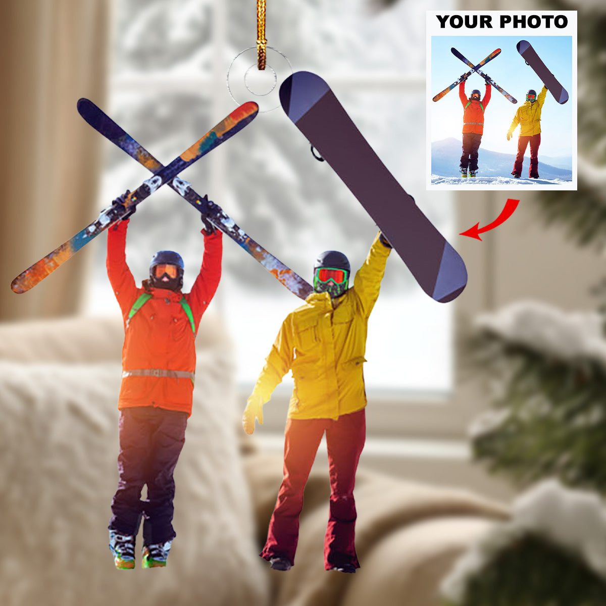 Skiing For Life Personalized Mica Ornament Gift For Skiing Lovers Family Members