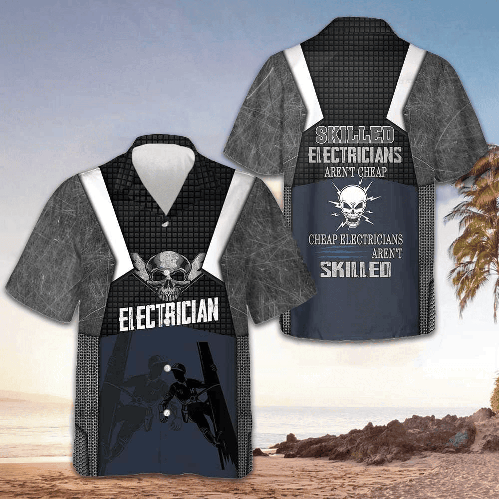 Skilled Electricians Skull Hawaiian Shirt Short Sleeve Button Up Gifts For Electricians Skilled Electricians Skull Hawaiian Shirt Short Sleeve Button Up Gifts For Electricians