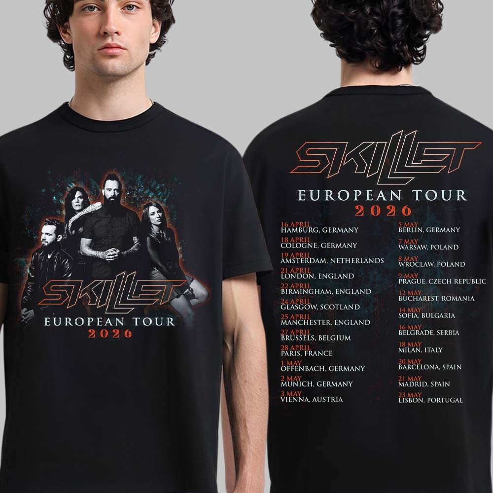 Skillet European Tour 2026 Schedule Dates T-Shirt Music Fan Apparel Present For Huge Fans