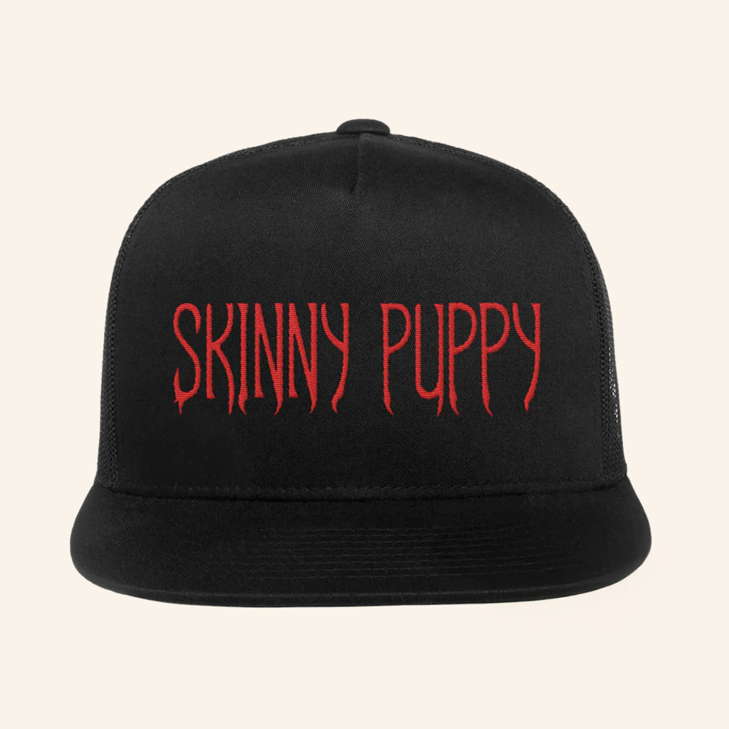 Skinny Puppy Merch Classic Logo Trucker Snapback Hat Embroidered Gifts For Husband Skinny Puppy Merch Classic Logo Trucker Snapback Hat Embroidered Gifts For Husband