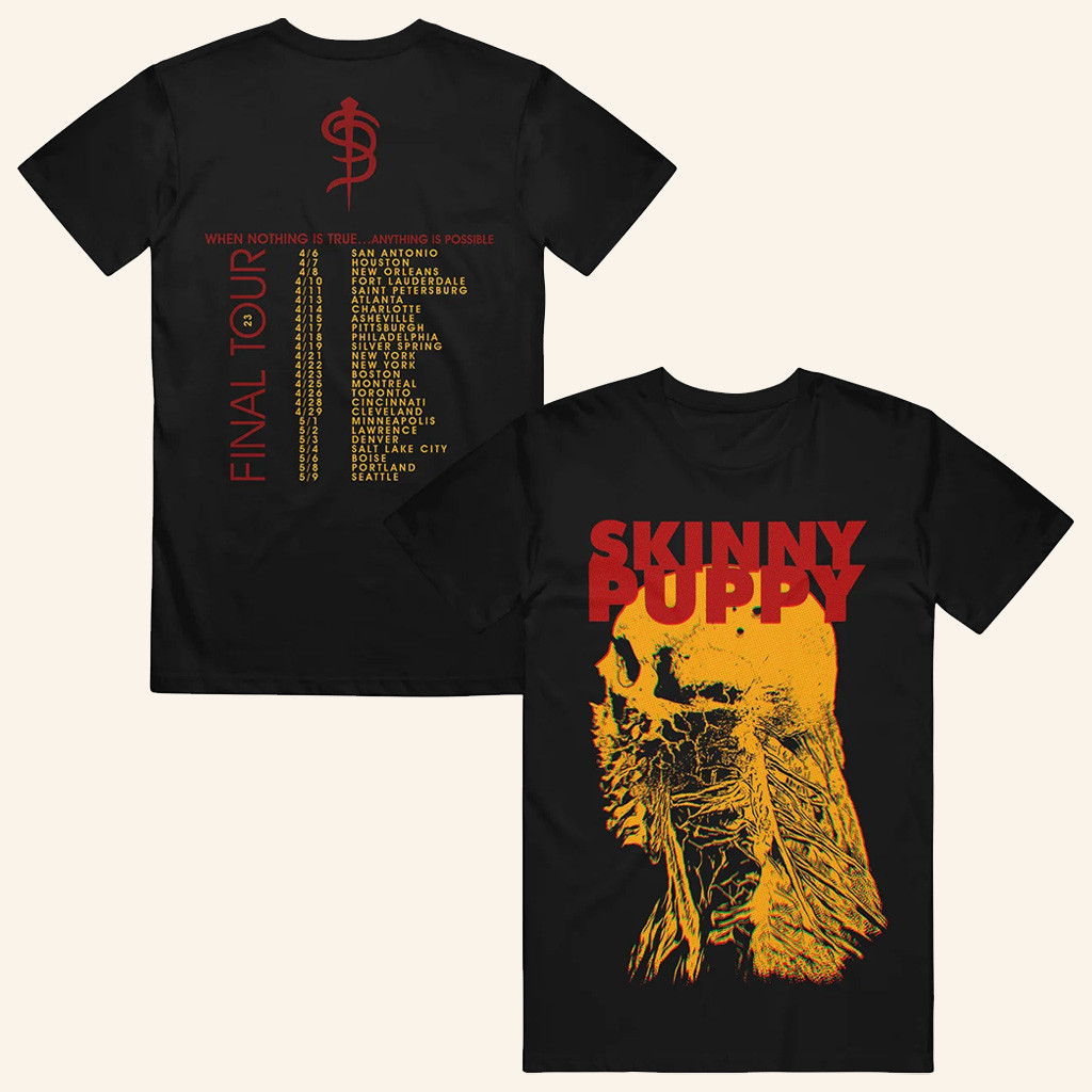 Skinny Puppy Merch Skeleton Glitch Tour Shirt Gifts For Band Fans