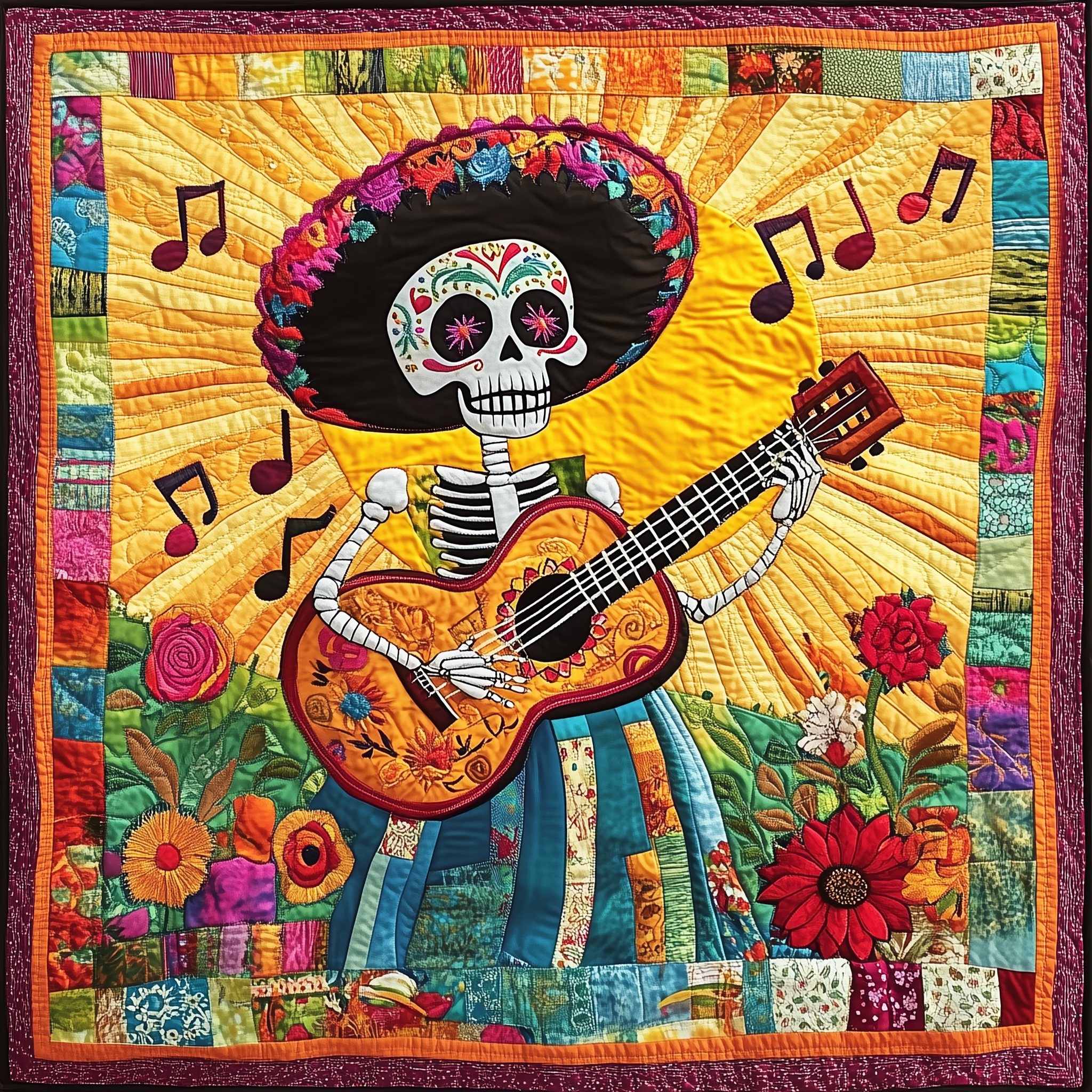 Skull & Strings Quilted Blanket Christmas Quilted Blanket Christmas Gifts For Him