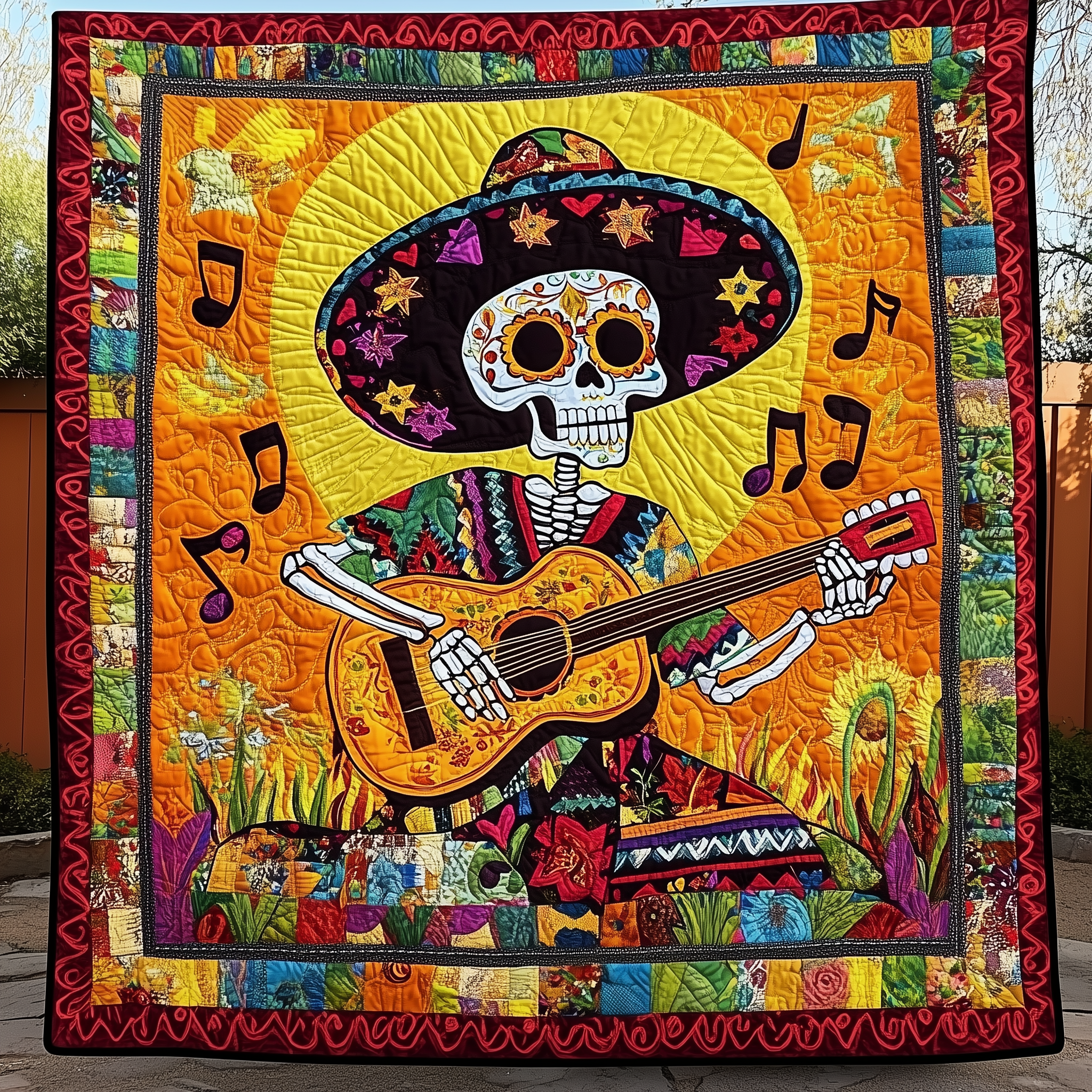 Skull & Strings Quilted Blanket Christmas Quilted Blanket Christmas Gifts For Husband