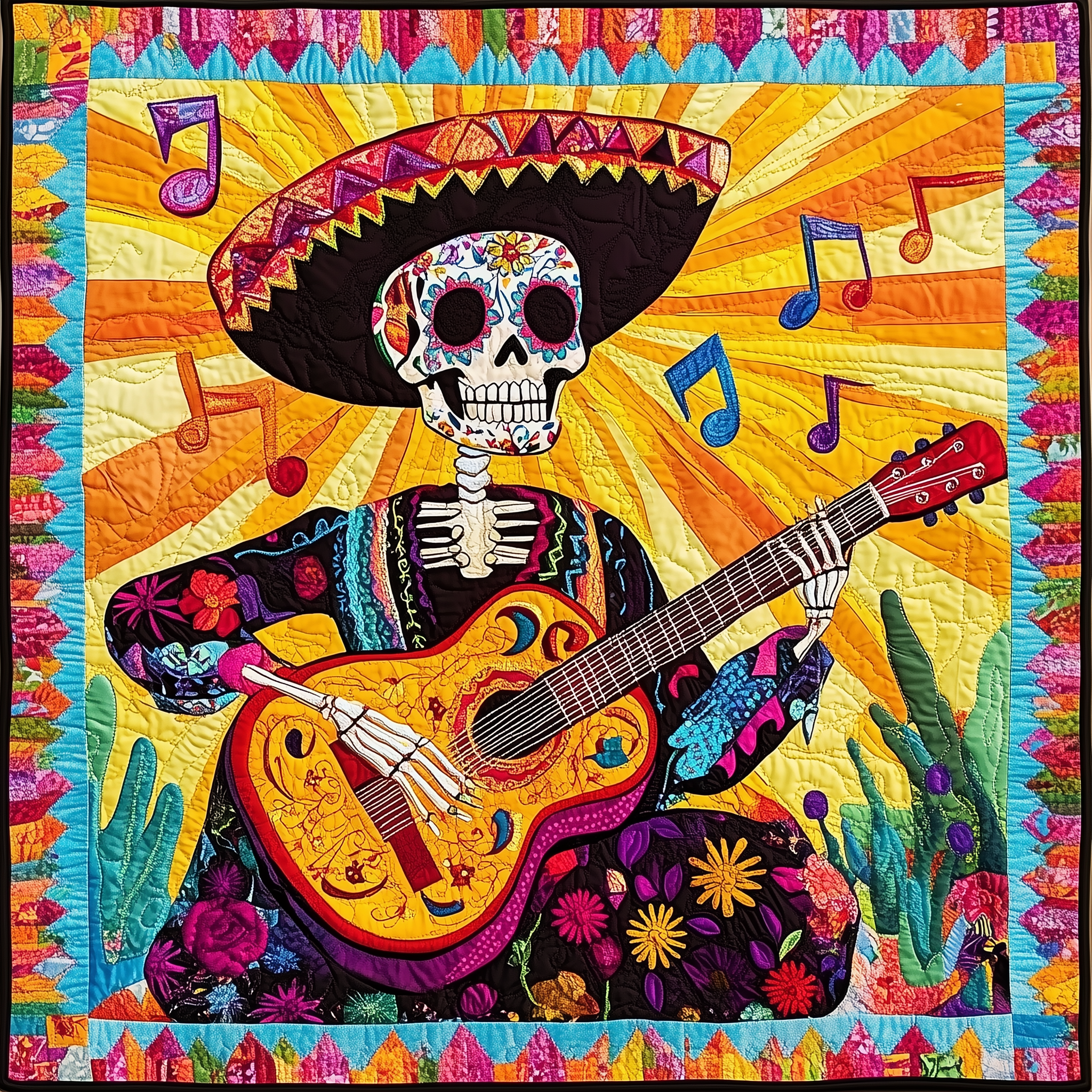 Skull & Strings Quilted Blanket Christmas Quilted Blanket Christmas Gifts For Men