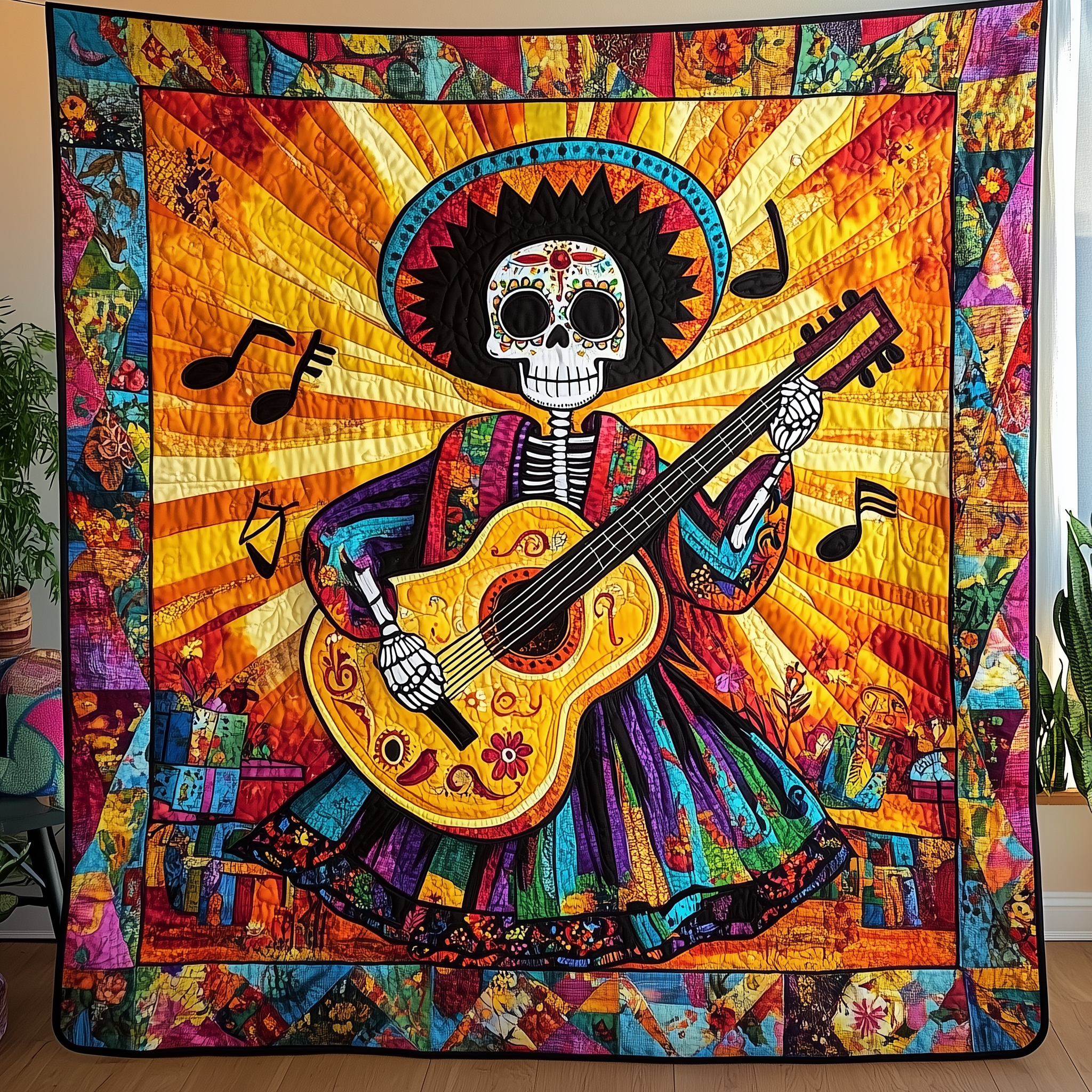 Skull & Strings Quilted Blanket Christmas Throw Blanket Christmas Gifts For Grandparents