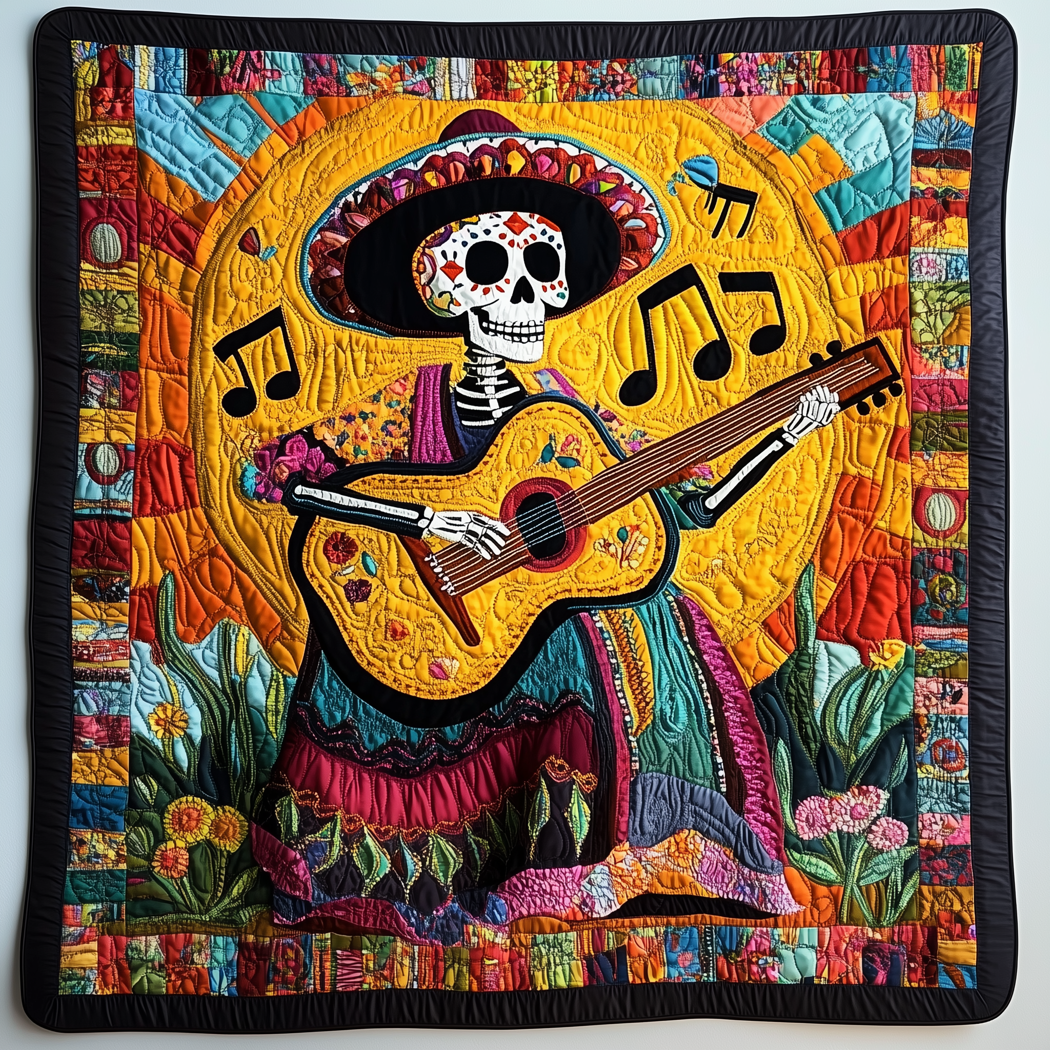 Skull & Strings Quilted Blanket Holiday Season Blanket Best Christmas Present For Wife