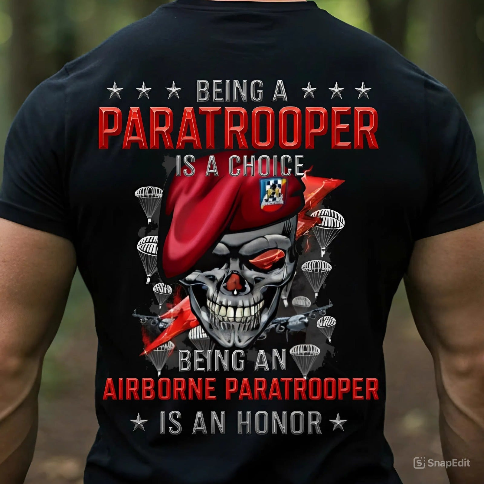 Skull Airborne Paratrooper Veteran T-Shirt Being A Paratrooper Pride Military Clothing Gifts