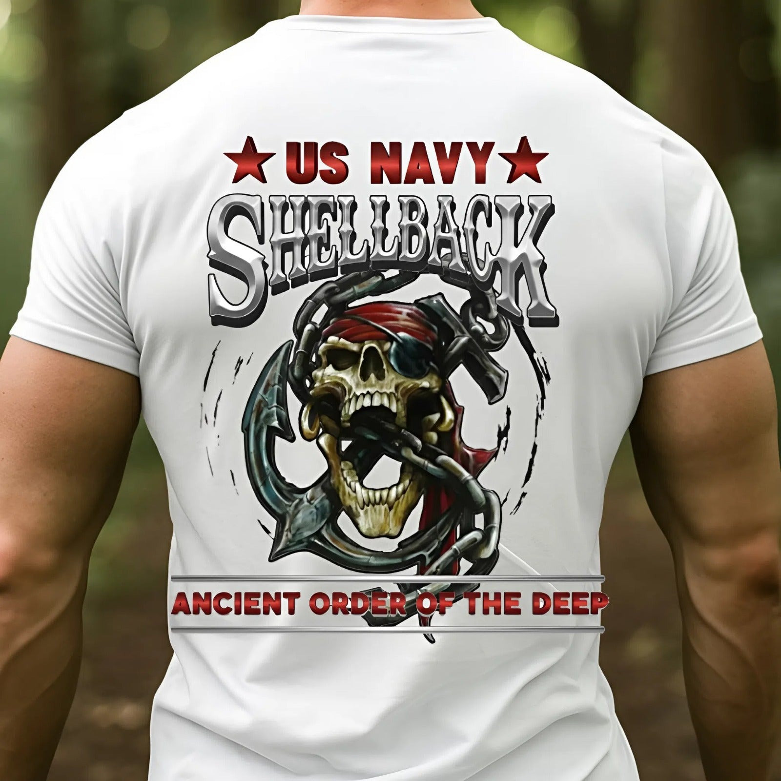Skull Anchor US Navy Shellback T-Shirt Ancient Order Of The Deep Veteran Apparel Gift Ideas