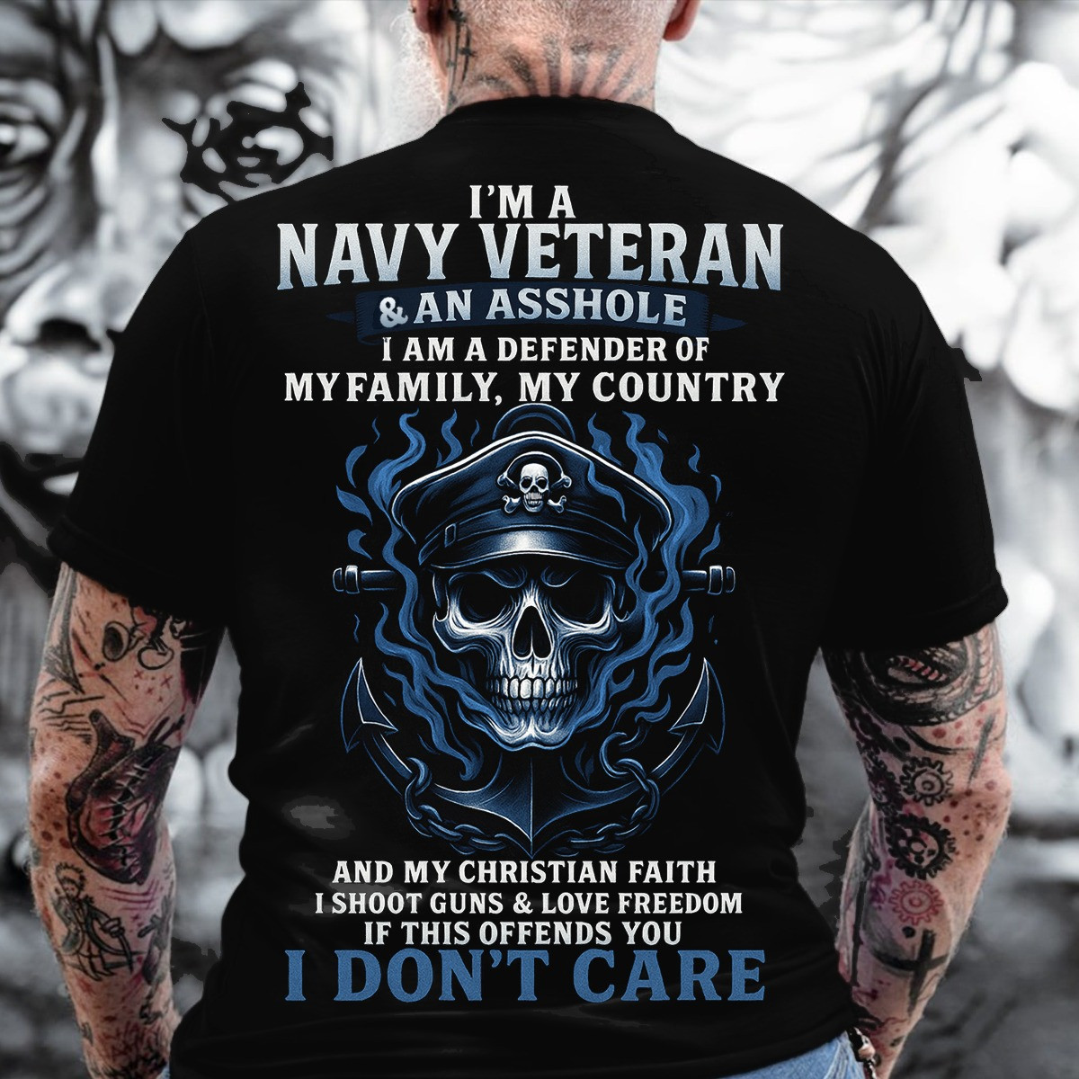 Skull Anchor With Fire Navy Veteran T-Shirt My Family My Country Freedom Shirt Gifts For Him