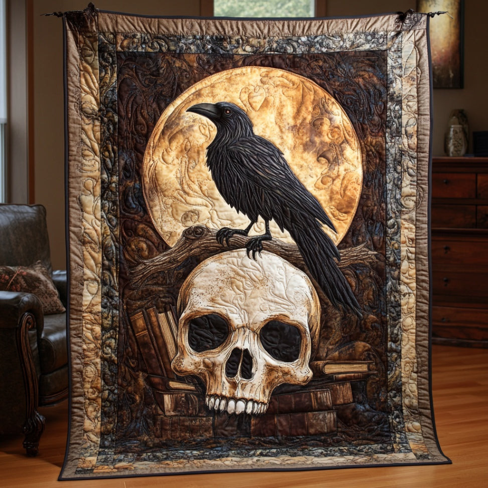 Skull And Raven Quilt Gift For Lovers and Family and Friends on Halloween Day