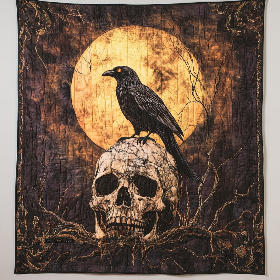 Skull And Raven Quilt Memorable Gifts For Lovers and Family and Friends on Halloween Day