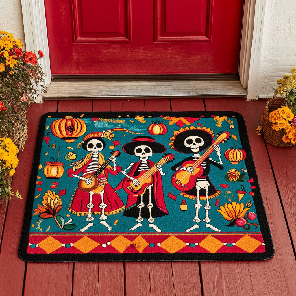 Skull Band Doormat Decor Gifts For Lovers and Family and Friends on Halloween Day