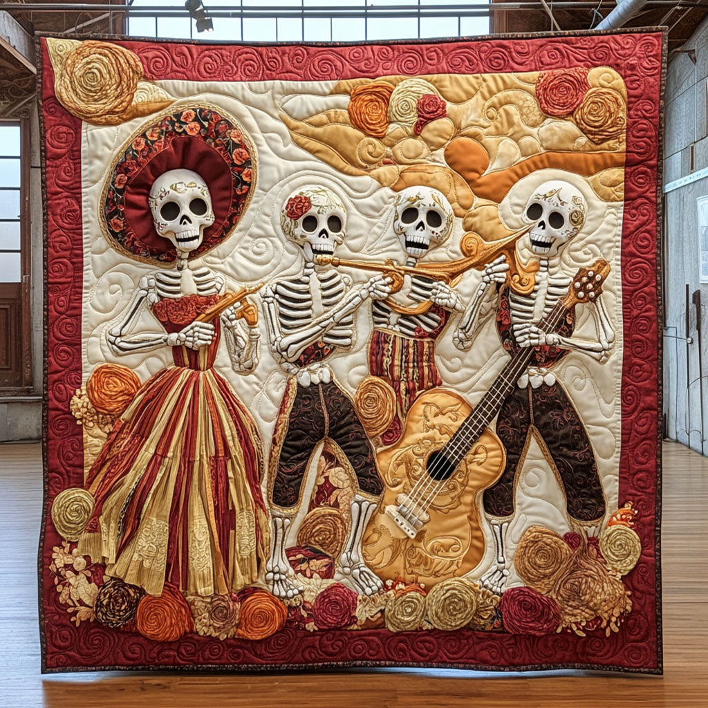 Skull Band Quilt Blanket Queen Size Blanket Xmas Presents For Daughter In Law