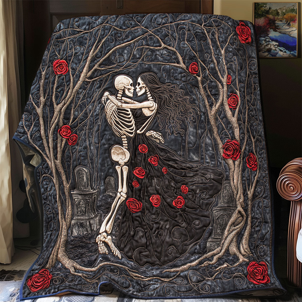 Skull Be My Forever Quilt Memorable Gift For Lovers and Wife on Halloween Day