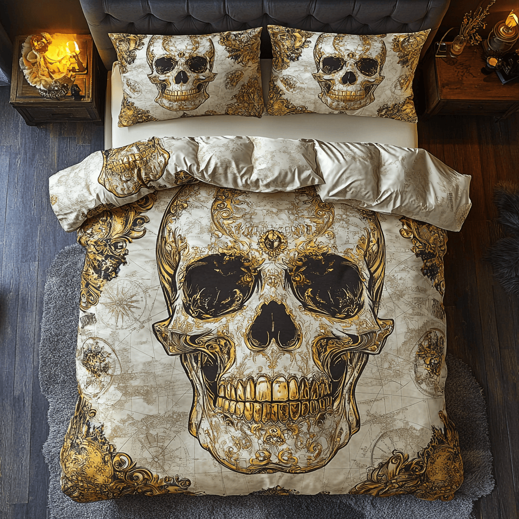 Skull Bedding Set Gifts Decoration For Friends and Husband on Halloween Day