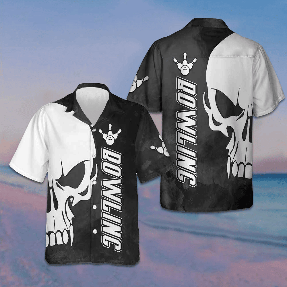 Skull Bowling Hawaiian Shirt Black And White Bowling Shirt Best Gifts For Bowlers Skull Bowling Hawaiian Shirt Black And White Bowling Shirt Best Gifts For Bowlers