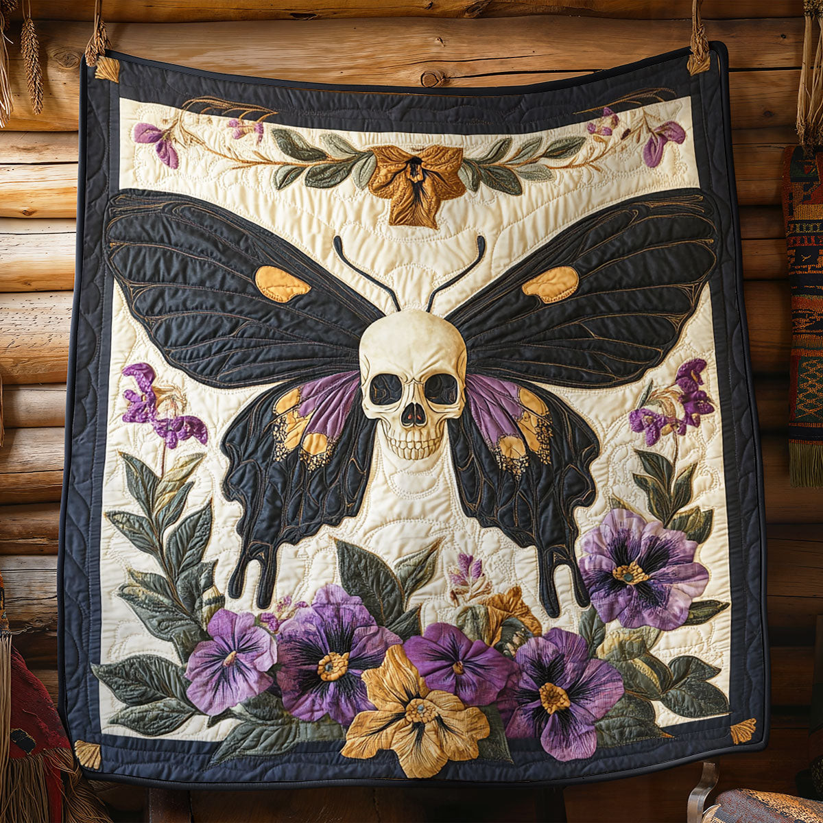 Skull Butterfly Quilt Gifts For Lovers and Friends and Family on Halloween Day