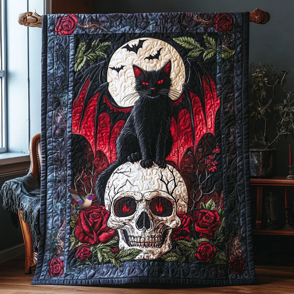 Skull Cat Quilt Blanket Throws And Blankets Mother's Day Presents For Mom