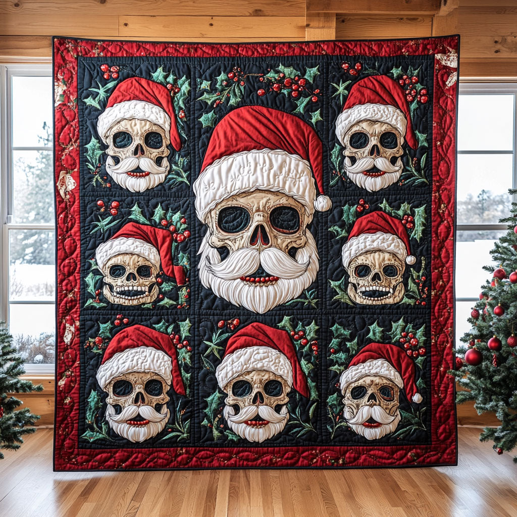 Skull Christmas Quilt Blanket Best Throw Blanket Skull Christmas Gifts