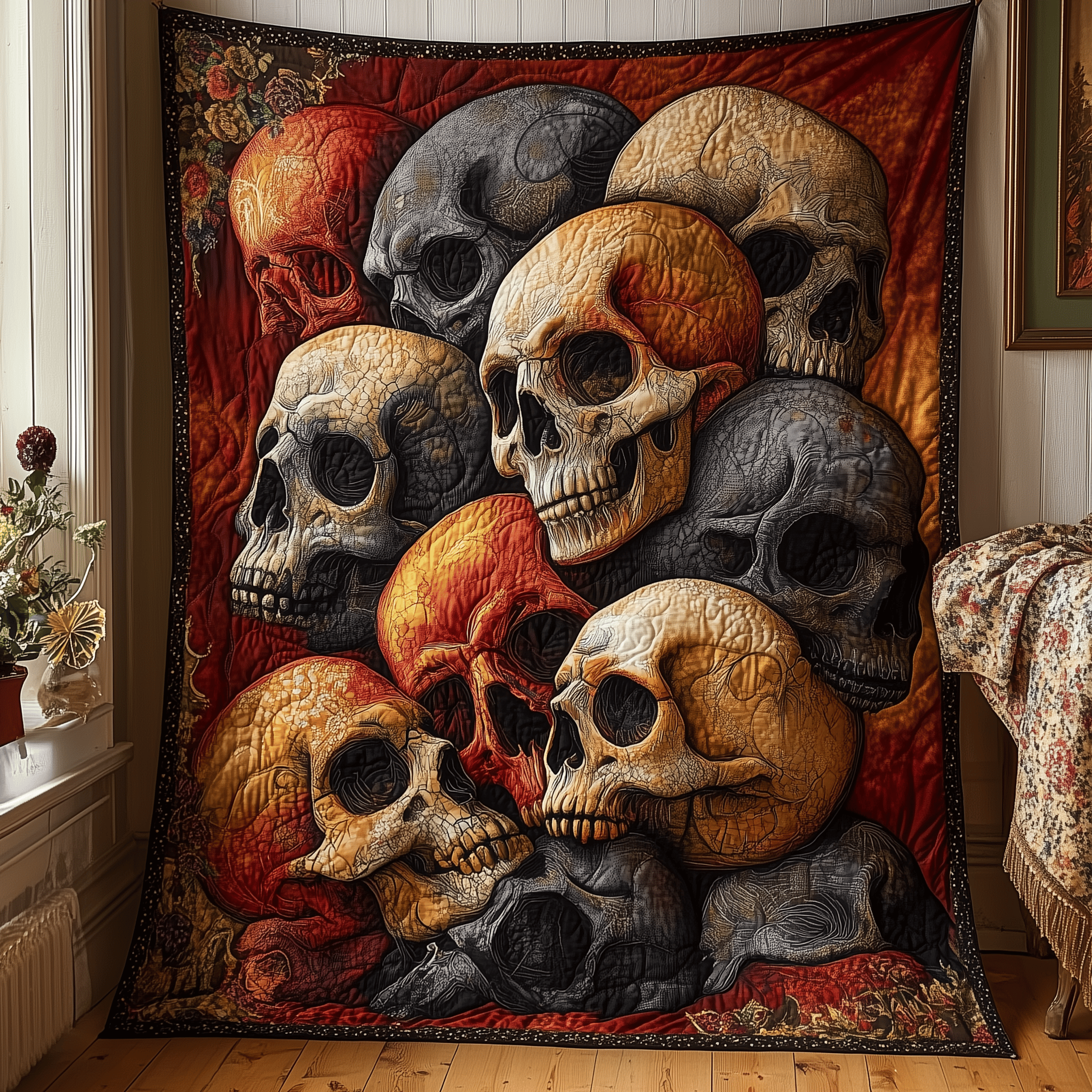 Skull Concept Quilted Blanket Christmas Quilted Blanket Christmas Gifts For Dad