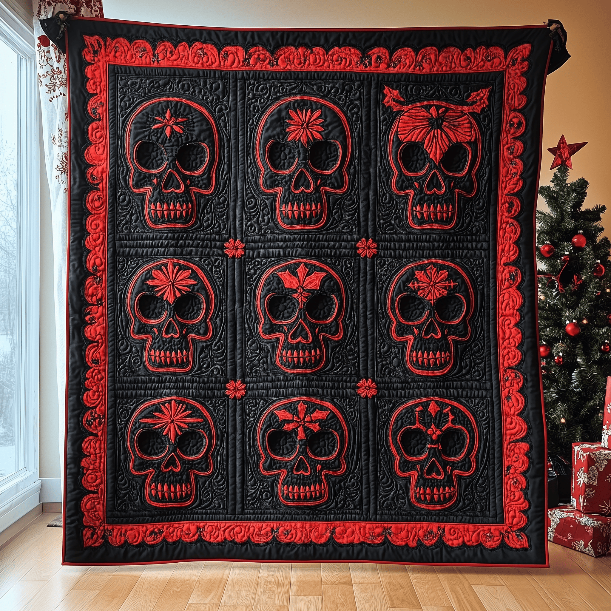 Skull Concept Quilted Blanket Christmas Throw Blanket Best Christmas Gifts For Women