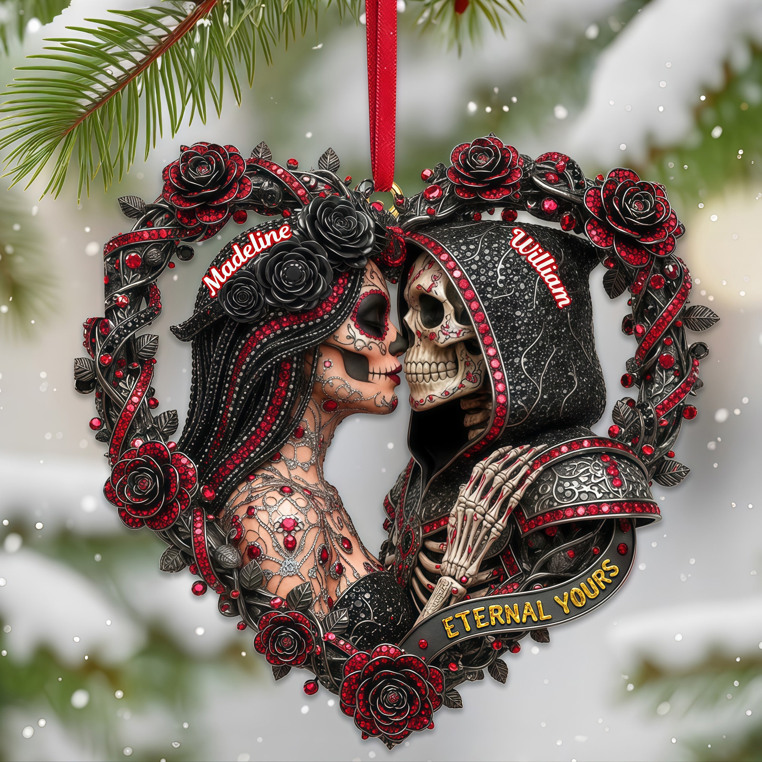 Skull Couple Ornament Personalized Christmas Gifts - Xmas Ornament Gift