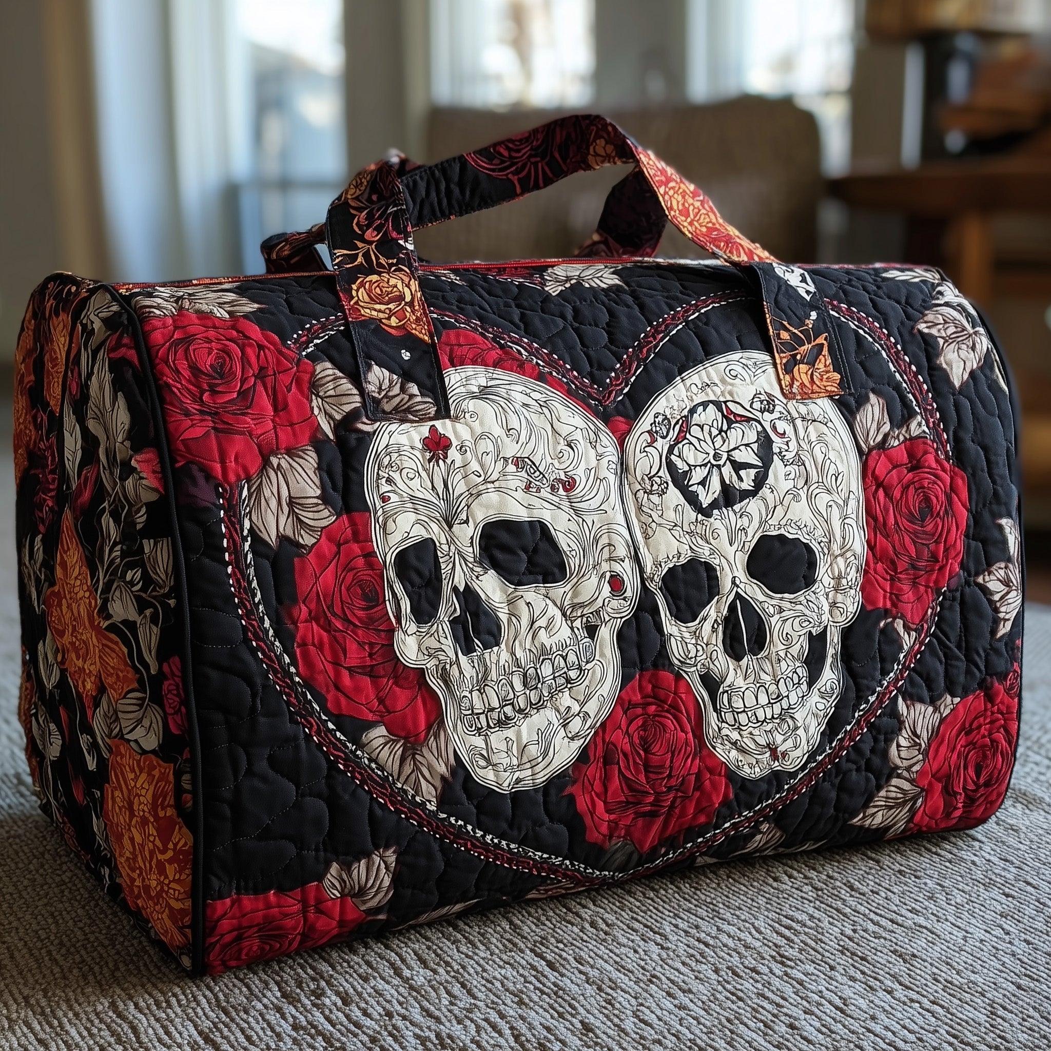 Skull Couple Quilted Duffle Bag Gift For Dad