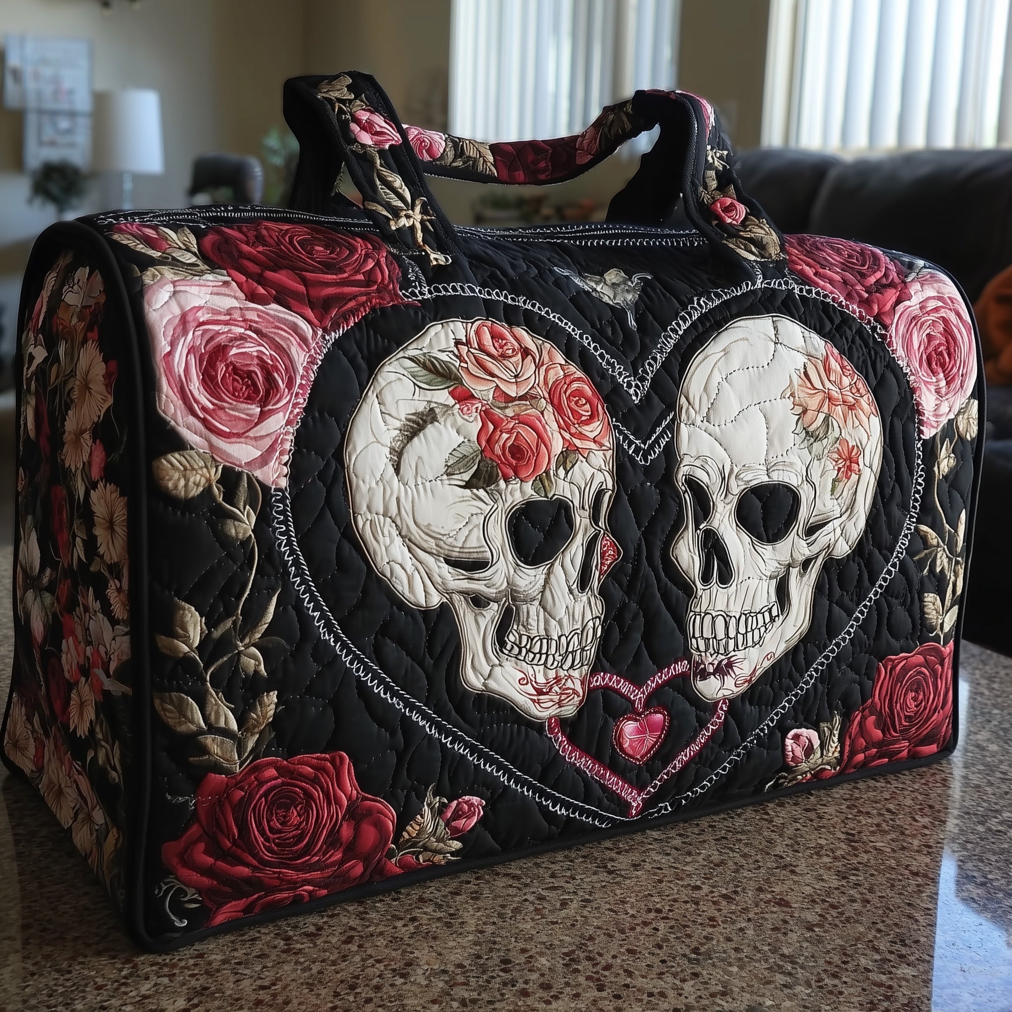 Skull Couple Quilted Duffle Bag Gift For Family
