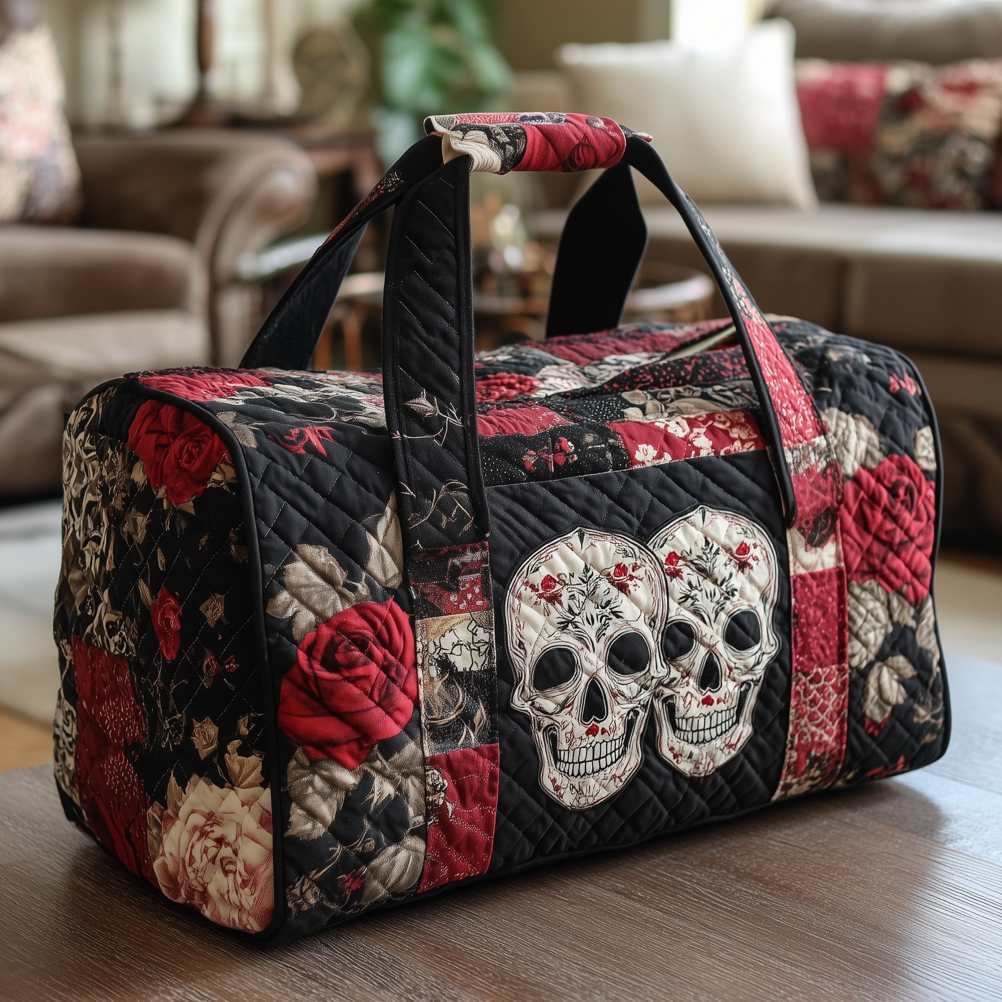 Skull Couple Quilted Duffle Bag Gift For Him