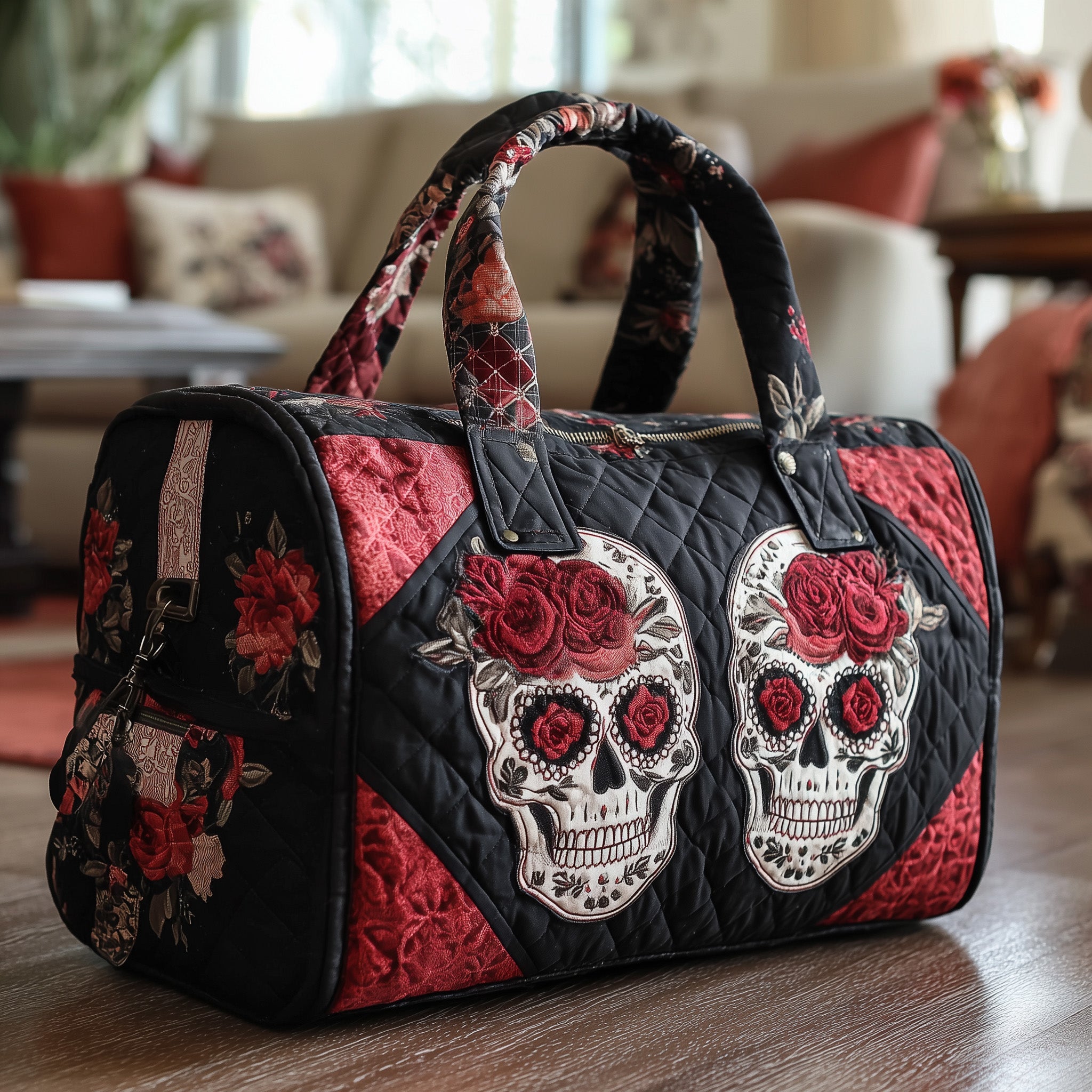 Skull Couple Quilted Duffle Bag Gift For Kids