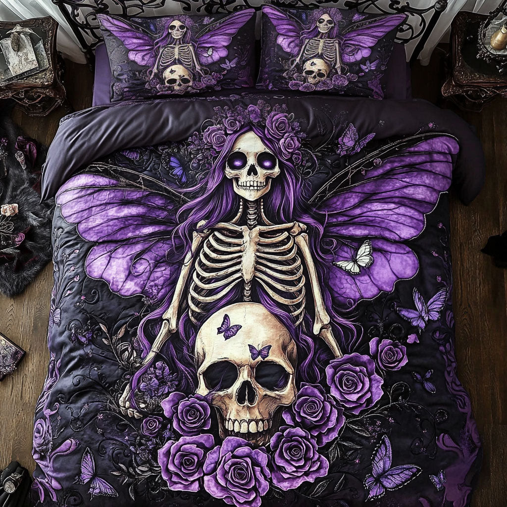 Skull Dark Majesty In Bloom Bedding Set Decoration Gift For Friends and Family on Halloween Day