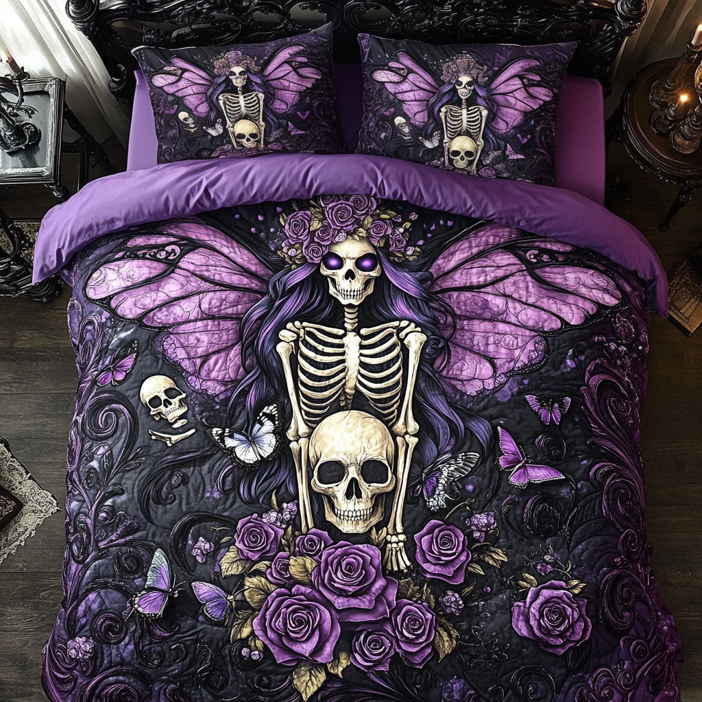 Skull Dark Majesty In Bloom Bedding Set Gift For Friends and Family on Halloween Day